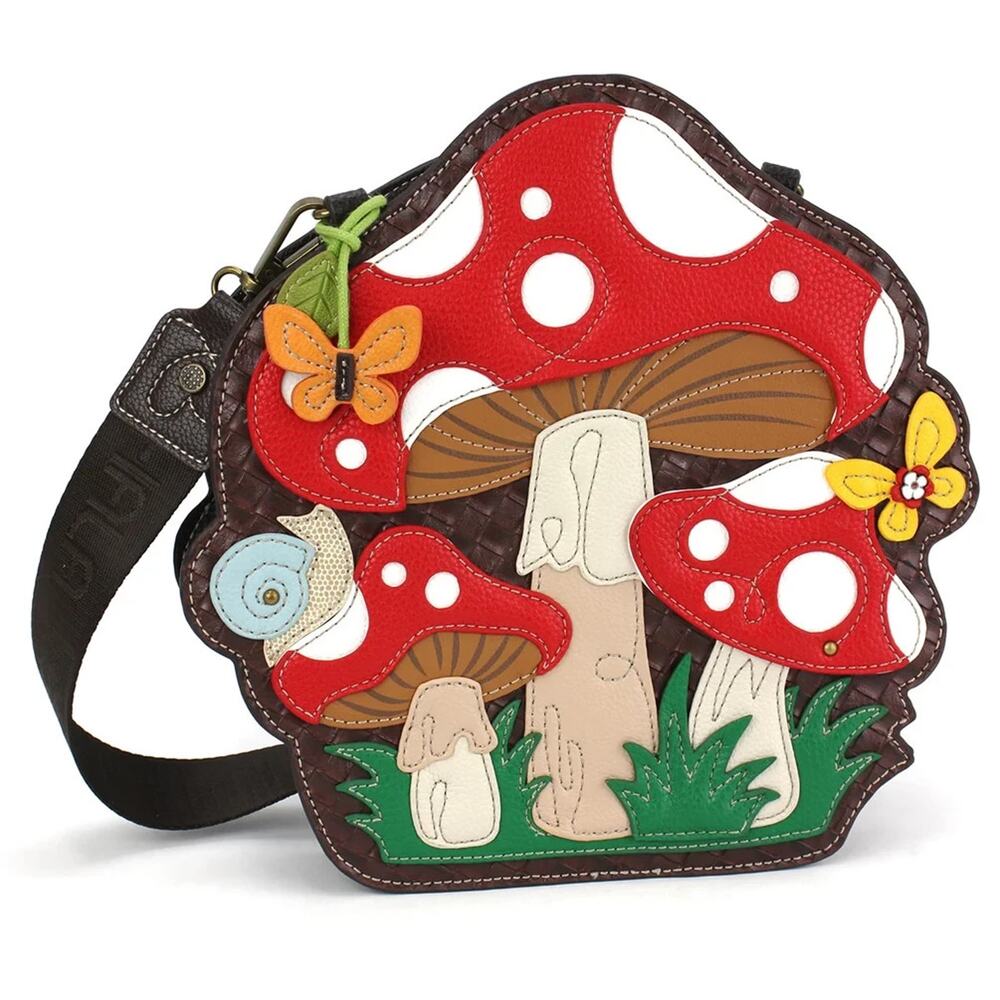 Chala Faux Leather RFID Protected Pal Novelty Crossbody Purse - Mushroom NWT